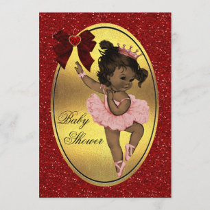 Ethnic Princess Ballerina Faux Gold Foil Glitter Invitation