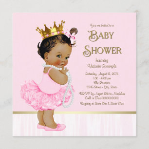 Ethnic Princess Ballerina Pink Gold Baby Shower Invitation