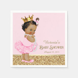 Ethnic Princess Ballerina Pink Gold Baby Shower Napkin