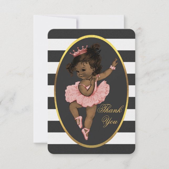 Ethnic Princess Ballerina Stripes Thank You Card (Front)