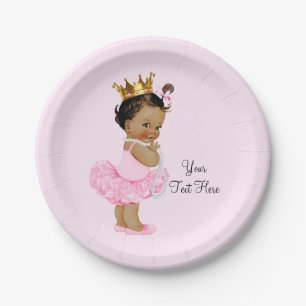 Ethnic Princess Ballerina Tutu Pearls Baby Shower Paper Plate
