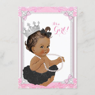 Ethnic Princess Black Tutu Lace Pearl Baby Shower Invitation