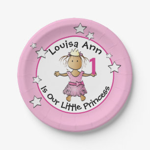 Ethnic Princess Cute 1st Birthday Pink Party Paper Plate