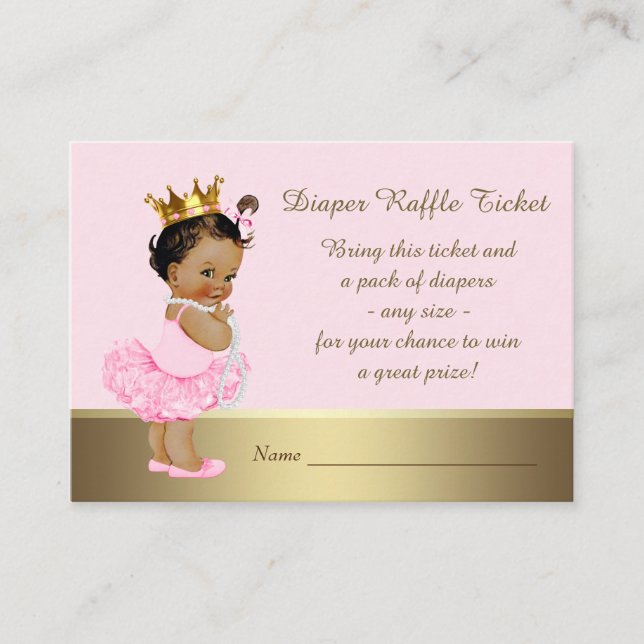 Ethnic Princess Diaper Raffle Ticket Enclosure Card (Front)