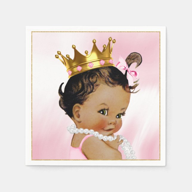Ethnic Princess Girl Baby Shower Paper Napkin (Front)
