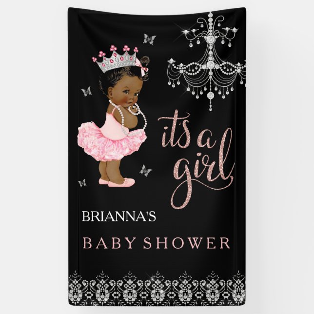 Ethnic Princess It's a Girl Baby Shower Banner (Vertical)