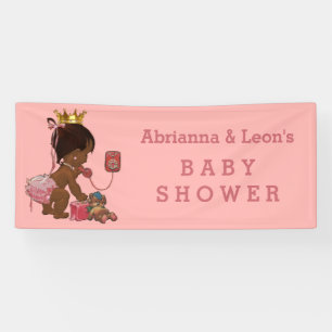 Ethnic Princess on Phone Personalised Baby Shower Banner