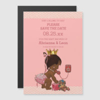 Ethnic Princess on Phone Save The Date Chevrons