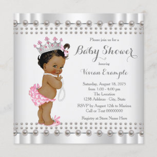 Ethnic Princess Pearl Hispanic Indian Baby Shower Invitation