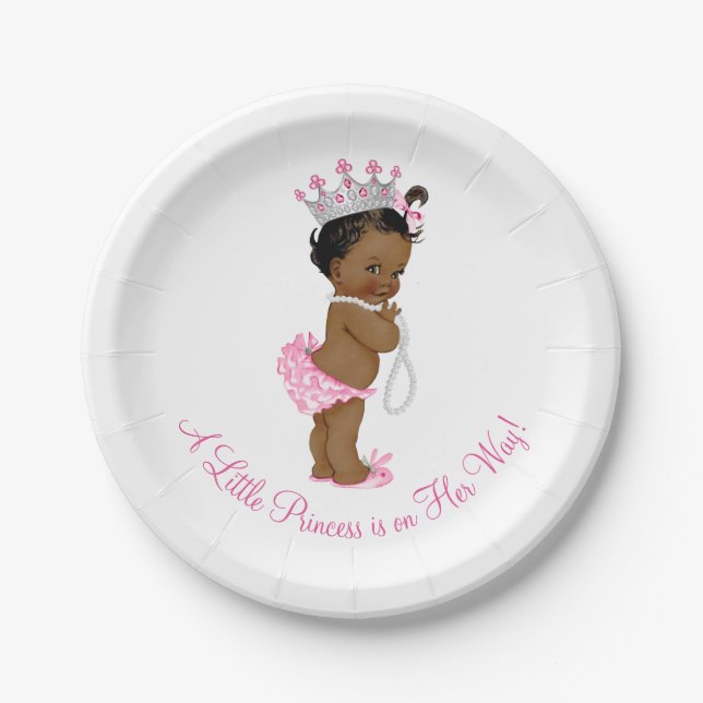 Ethnic Princess Pearls Baby Shower Paper Plate (Front)