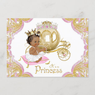 Ethnic Princess Pink Gold Baby Shower Invitations