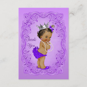 Ethnic Princess Thank You Baby Shower Purple Frame Card