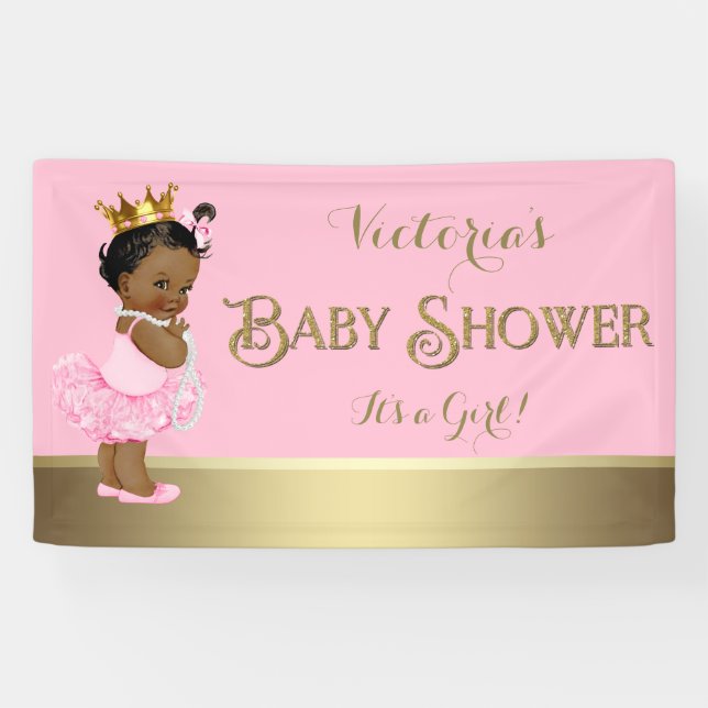 Ethnic Princess Tutu Pearls Baby Shower Banner (Horizontal)