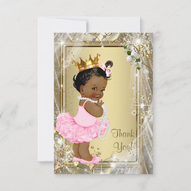 Ethnic Princess Tutu Pearls Baby Shower Thank You Card (Front)
