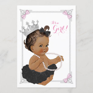 Ethnic Princess Tutu Pink Pearl Girl Baby Shower Invitation