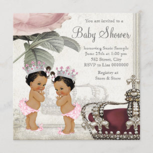 Ethnic Princess Twin Girl Baby Shower Invitation