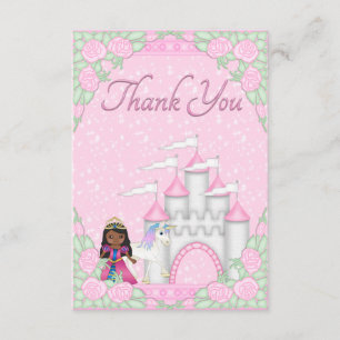 Ethnic Princess, Unicorn & Castle Thank You Card