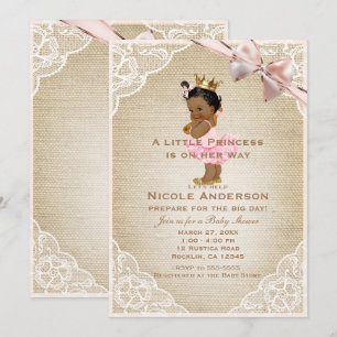 Ethnic Princess Vintage Baby Girl Rustic Shower Invitation