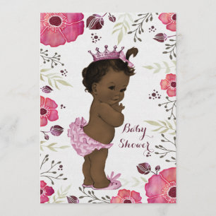 Ethnic Princess Watercolor Poppies Baby Shower Invitation