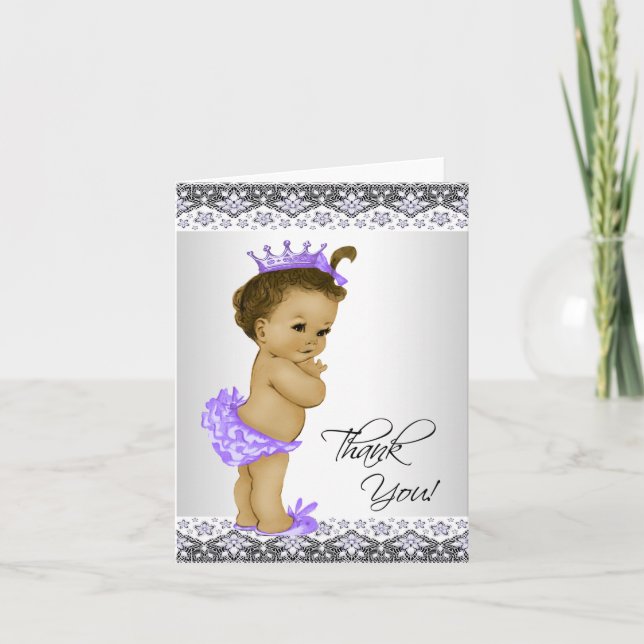 Ethnic Purple Princess Baby Shower Thank You (Front)