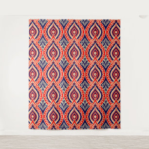 Ethnic red-gold colour Indian flower pattern Tapestry