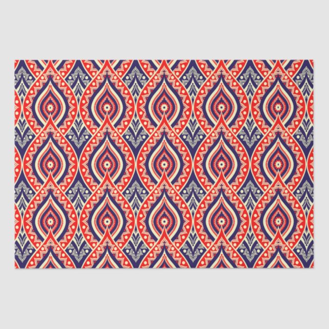 Ethnic red-gold colour Indian flower pattern Tissue Paper (Front)
