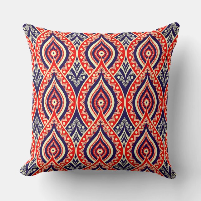 Ethnic red-gold colour Indian flower style pattern Cushion (Front)