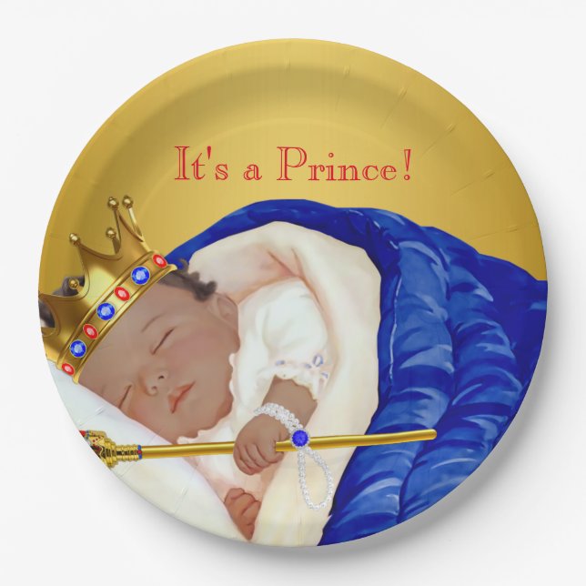 Ethnic Royal Prince Baby Shower Paper Plate (Front)