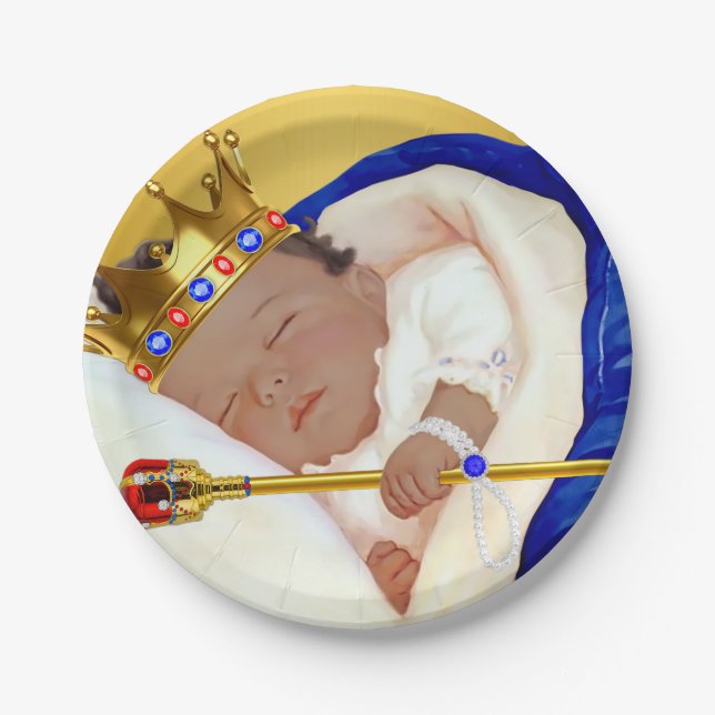 Ethnic Royal Prince Boy Baby Shower Paper Plate (Front)