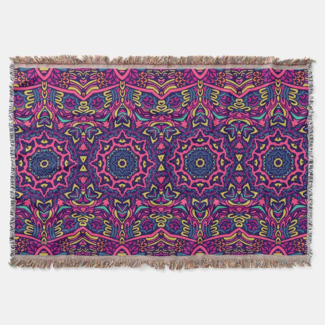 Ethnic Rug Design for Rug Printing Throw Blanket (Front)