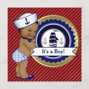 Ethnic Sailor Boy Nautical Baby Shower Invitation