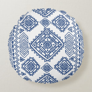 Ethnic seamless geometric pattern round cushion