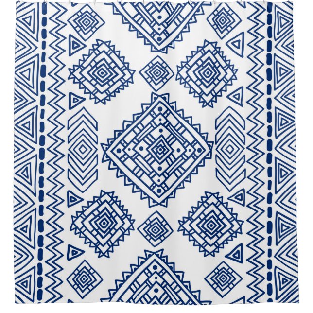Ethnic seamless geometric pattern shower curtain (Front)