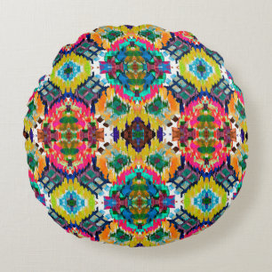 Ethnic seamless pattern. Ethnic boho ornament. Rep Round Cushion
