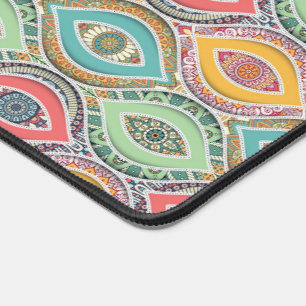 Ethnic Seamless Pattern Native Indian Floral Desk Mat