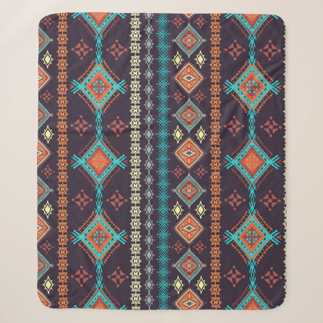 Ethnic seamless pattern sherpa blanket (Front)
