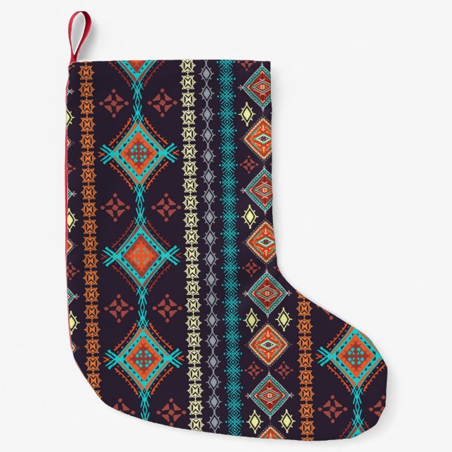 Ethnic seamless pattern small christmas stocking (Front)