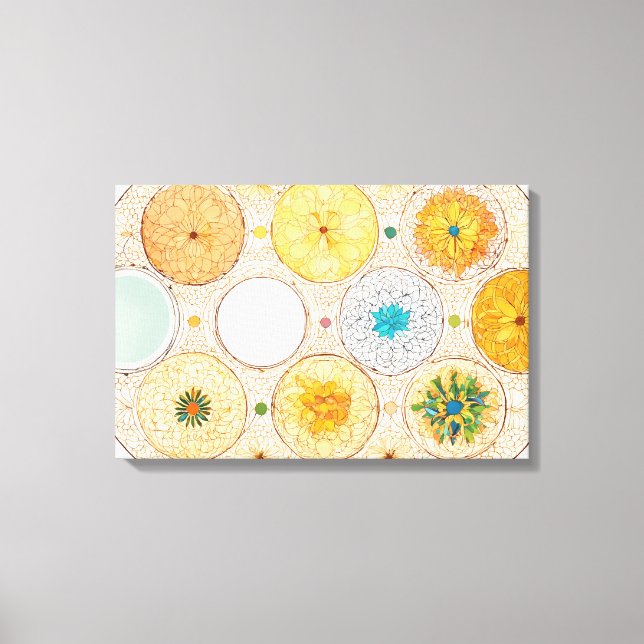 Ethnic Shapes Modern Colourful Wrapped Art Canvas  Print (Front)