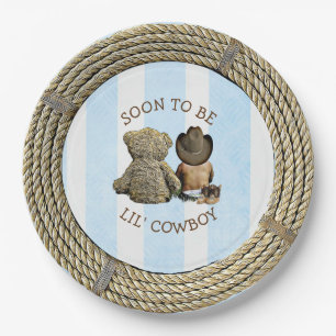 Ethnic Soon to be Lil' Cowboy Baby Shower Paper Plate