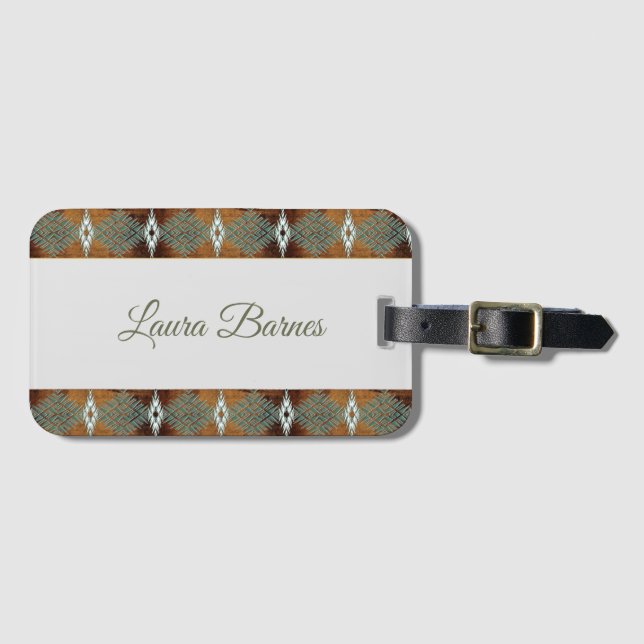 Ethnic southwest design. Text. Luggage Tag (Front Horizontal)