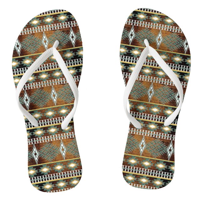 ethnic southwest pattern flip flops (Footbed)