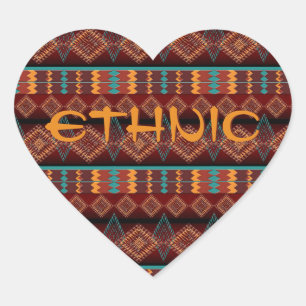 ethnic southwestern geometric pattern heart sticker