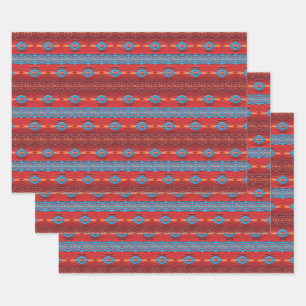 Ethnic Southwestern Geometric Pattern Wrapping Paper Sheet