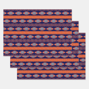 Ethnic Southwestern Geometric Pattern Wrapping Paper Sheet