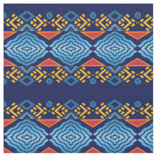 Ethnic Southwestern Geometric Stripes Navy Fabric
