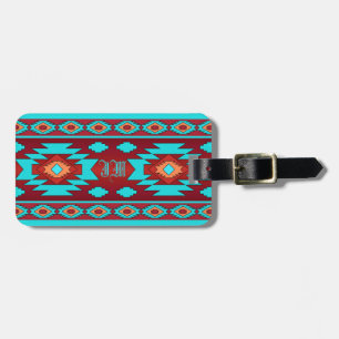 Ethnic southwestrn geometric aztec pattern. luggage tag