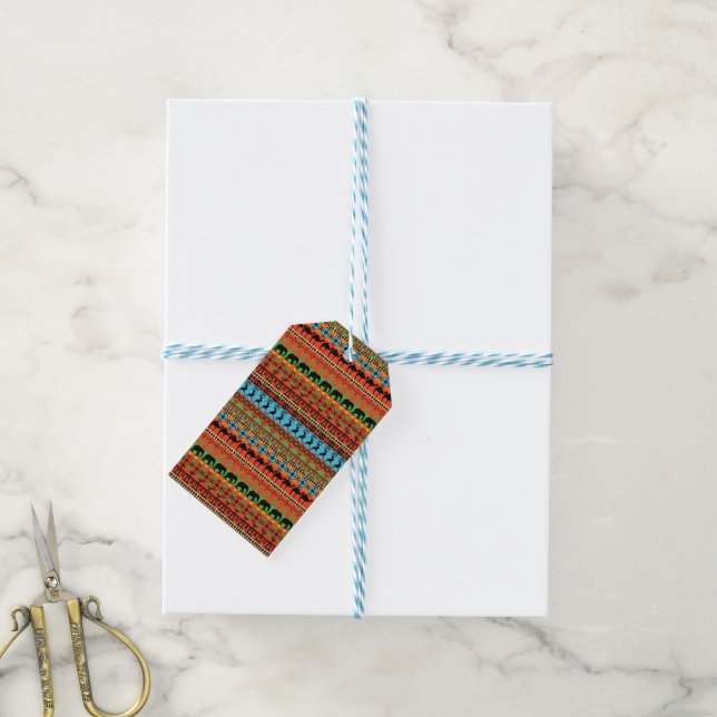 Ethnic Striped Patterns Gift Tags (With Twine)