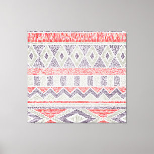 Ethnic Striped Tribal: Handmade Vintage Canvas Print