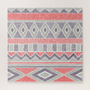 Ethnic Striped Tribal: Handmade Vintage Jigsaw Puzzle