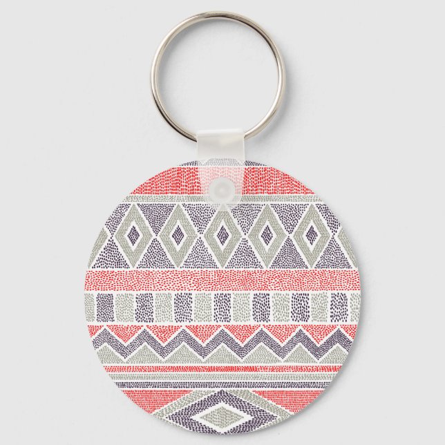 Ethnic Striped Tribal: Handmade Vintage Key Ring (Front)
